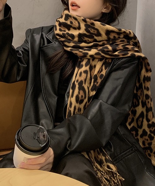 ヒョウ柄 レオパード マフラー ストール cula1235（マフラー）｜c.u.l