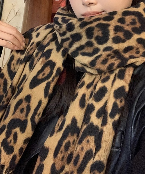 ヒョウ柄 レオパード マフラー ストール cula1235（マフラー）｜c.u.l
