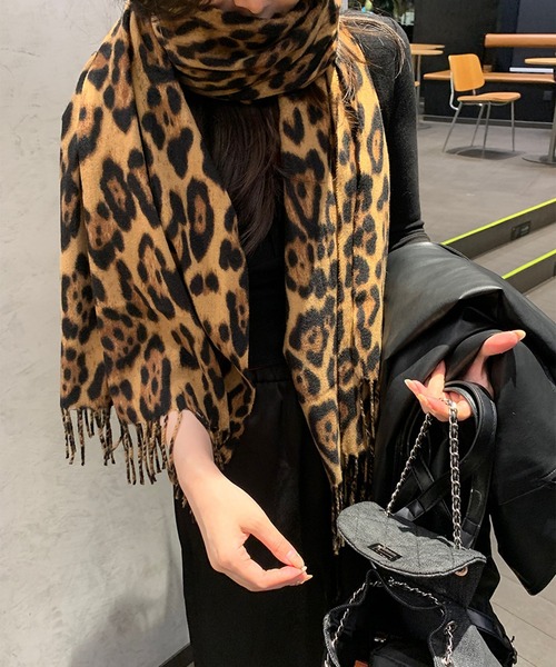 ヒョウ柄 レオパード マフラー ストール cula1235（マフラー）｜c.u.l