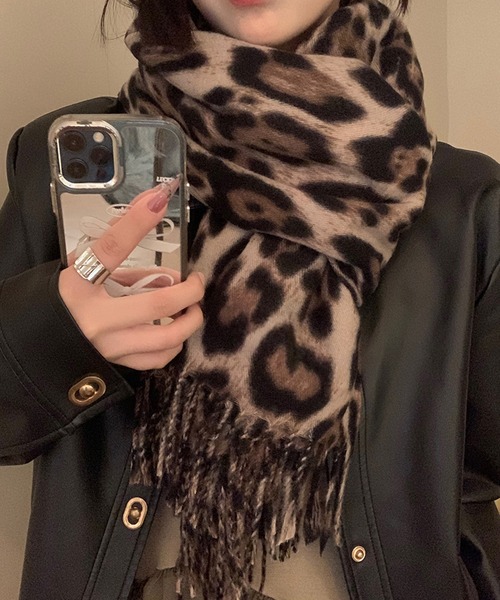 ヒョウ柄 レオパード マフラー ストール cula1235（マフラー）｜c.u.l