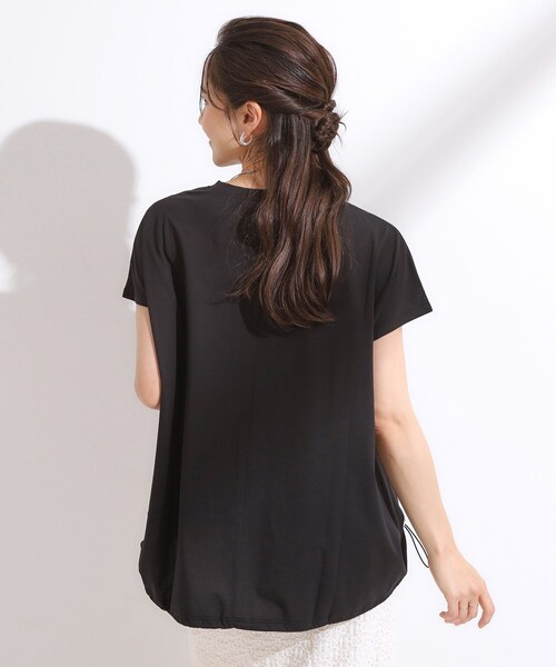 Cutie Blonde(キューティーブロンド)の「【ひんやり】裾が絞れる フレンチスリーブトップス(Tシャツ/カットソー・レディース・ブラック/オリーブ/オレンジ・00)」の5枚目の写真