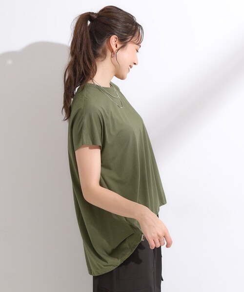 Cutie Blonde(キューティーブロンド)の「【ひんやり】裾が絞れる フレンチスリーブトップス(Tシャツ/カットソー・レディース・ブラック/オリーブ/オレンジ・00)」の9枚目の写真