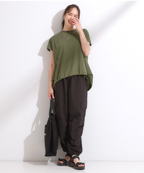 Cutie Blonde(キューティーブロンド)の「【ひんやり】裾が絞れる フレンチスリーブトップス(Tシャツ/カットソー・レディース・ブラック/オリーブ/オレンジ・00)」の10枚目の写真