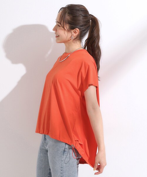 Cutie Blonde(キューティーブロンド)の「【ひんやり】裾が絞れる フレンチスリーブトップス(Tシャツ/カットソー・レディース・ブラック/オリーブ/オレンジ・00)」の13枚目の写真