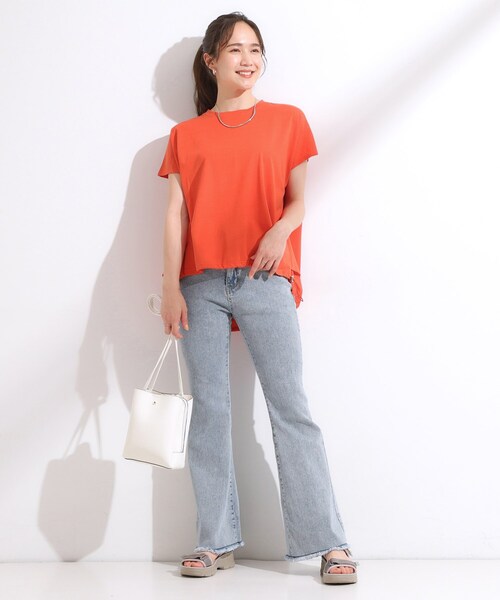 Cutie Blonde(キューティーブロンド)の「【ひんやり】裾が絞れる フレンチスリーブトップス(Tシャツ/カットソー・レディース・ブラック/オリーブ/オレンジ・00)」の14枚目の写真