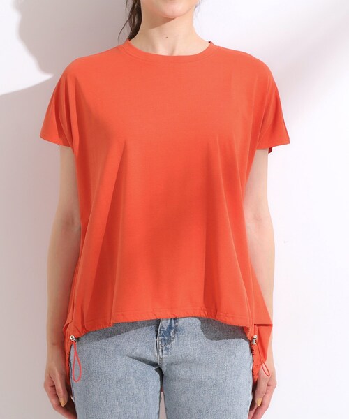 Cutie Blonde(キューティーブロンド)の「【ひんやり】裾が絞れる フレンチスリーブトップス(Tシャツ/カットソー・レディース・ブラック/オリーブ/オレンジ・00)」の16枚目の写真