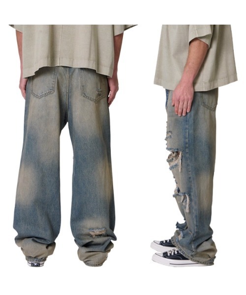 mnml（ミニマル）の「【mnml】ULTRA BAGGY ORANGE DUSTED DENIM [I]（デニムパンツ・メンズ・ブルー・36/34/32/30/29/28/38）」の3枚目の写真