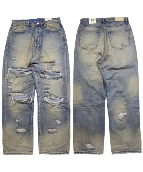 mnml（ミニマル）の「【mnml】ULTRA BAGGY ORANGE DUSTED DENIM [I]（デニムパンツ・メンズ・ブルー・36/34/32/30/29/28/38）」の4枚目の写真