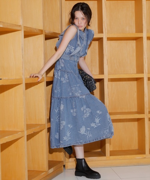 AND COUTURE デニムフラワージャガードワンピース アンドクチュール And Couture ❤︎ アンドクチュール ワンピース デニムフラワー