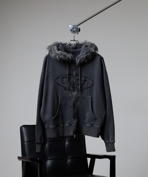 bike star（バイクスター）の「BIKESTAR オーバルロゴ刺繍ZIPパーカー（パーカー・メンズ・グレー/ブラック・M/L）」の2枚目の写真