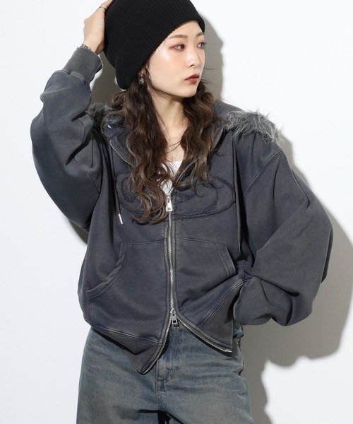 bike star（バイクスター）の「BIKESTAR オーバルロゴ刺繍ZIPパーカー（パーカー・メンズ・グレー/ブラック・M/L）」の14枚目の写真