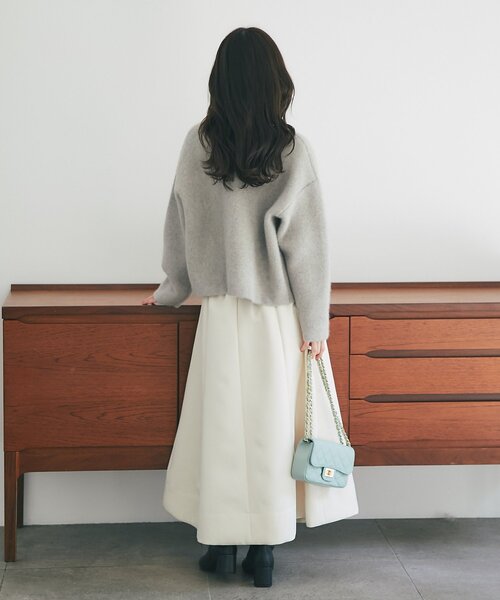 La boutique BonBon(ラブティックボンボン)の「【春まで使える!・着回し力抜群】ハイクオリティウール接結ジャケットカーディガン(ノーカラージャケット・レディース・ライトベージュ/ネイビー/ライトグレー/ピンク/ブラック・FREE)」の13枚目の写真