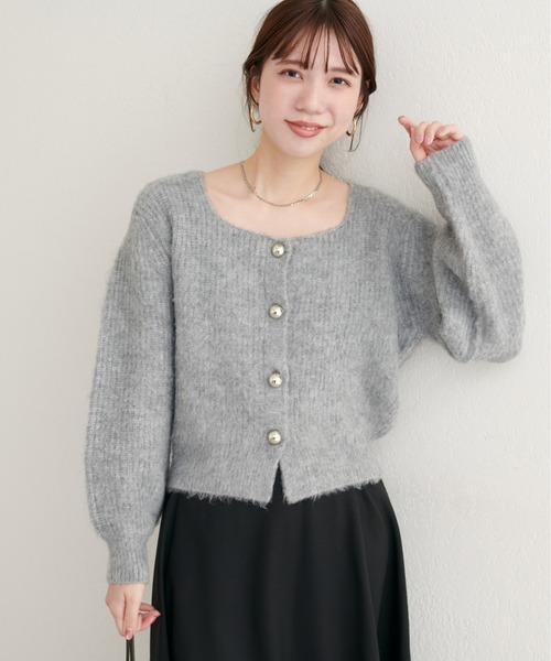 natural couture(ナチュラルクチュール)の「【ZOZO限定】ころりん釦スクエアネックカーディガン(カーディガン/ボレロ・レディース・オフホワイト/グレー/ブラック/モカ/ピンク・FREE)」の15枚目の写真