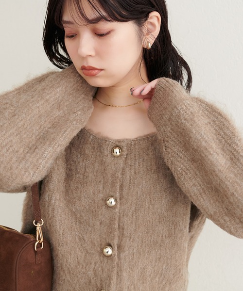 セール】【ZOZO限定】ころりん釦スクエアネックカーディガン
