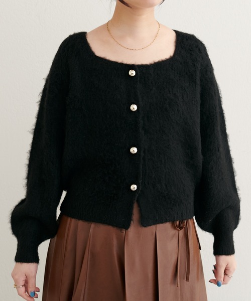 セール】【ZOZO限定】ころりん釦スクエアネックカーディガン