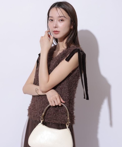 ショルダーリボンフェザートップス（ニット/セーター