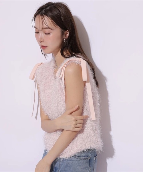 未使用❤️ Mystrada マイストラーダ　オープンショルダー リボンニット　茶 Mystrada（マイストラーダ）の「オープンショルダーリボンニット