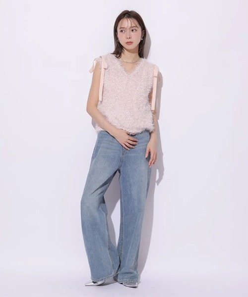 ショルダーリボンフェザートップス（ニット/セーター