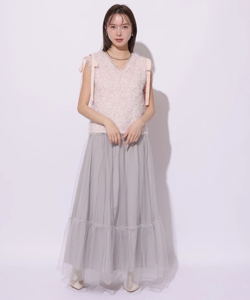 未使用❤️ Mystrada マイストラーダ　オープンショルダー リボンニット　茶 Mystrada（マイストラーダ）の「オープンショルダーリボンニット