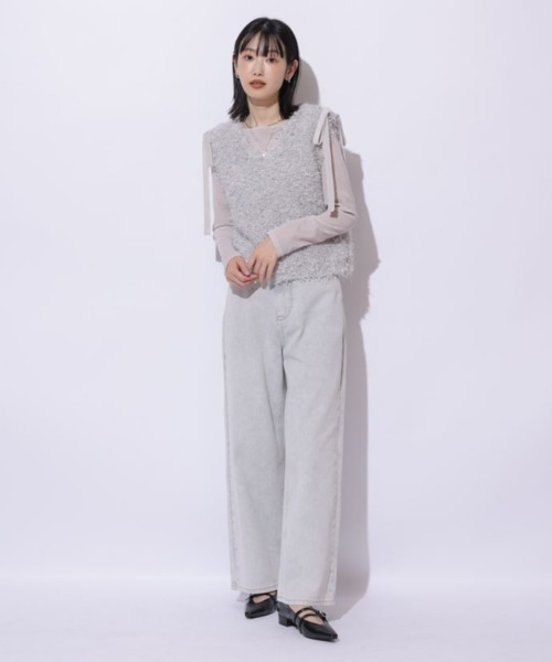 ショルダーリボンフェザートップス（ニット/セーター