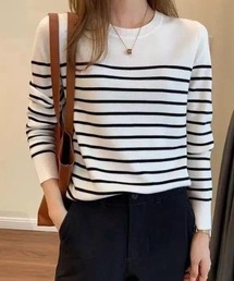 【売れました】ANAP(アナップ)ボーダートップス ANAP（アナップ）の「オフショル ボーダー リブ ニットトップス