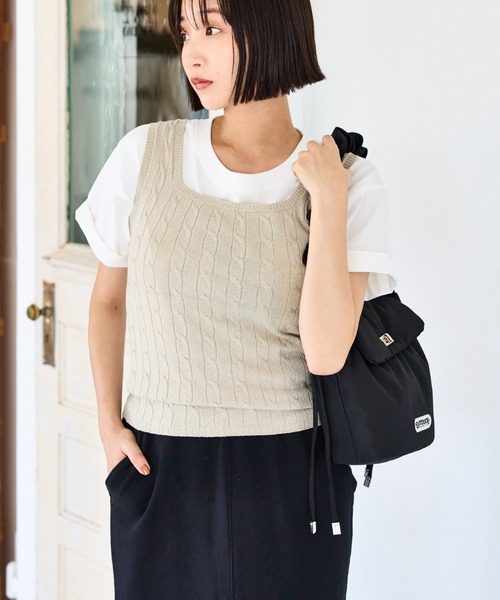 セール】【前後2WAY】ケーブルニットタンクトップ（タンクトップ