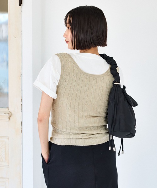 VIS（ビス）の「【前後2WAY】ケーブルニットタンクトップ（タンクトップ・レディース・ベージュ/サックスブルー/チャコールグレー・FREE）」の11枚目の写真