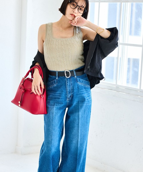 VIS（ビス）の「【前後2WAY】ケーブルニットタンクトップ（タンクトップ・レディース・ベージュ/サックスブルー/チャコールグレー・FREE）」の12枚目の写真