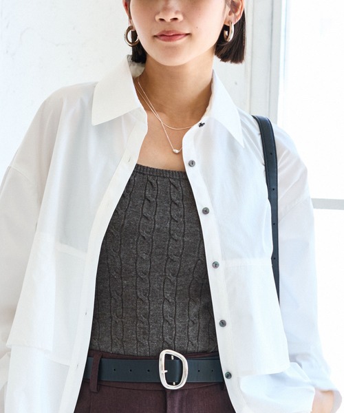 VIS（ビス）の「【前後2WAY】ケーブルニットタンクトップ（タンクトップ・レディース・ベージュ/サックスブルー/チャコールグレー・FREE）」の14枚目の写真