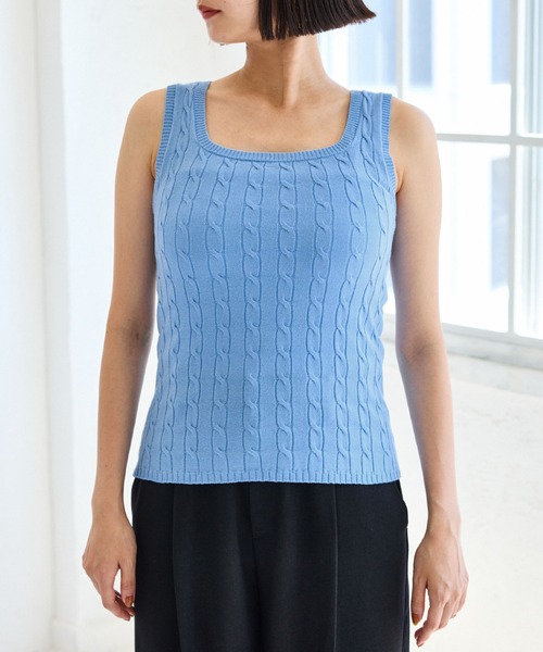 セール】【前後2WAY】ケーブルニットタンクトップ（タンクトップ