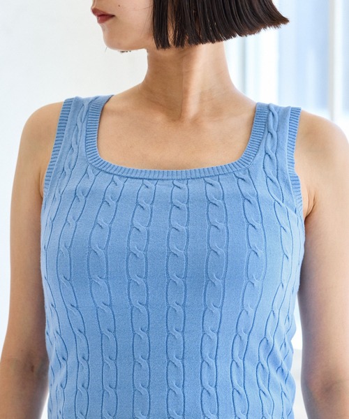 VIS（ビス）の「【前後2WAY】ケーブルニットタンクトップ（タンクトップ・レディース・ベージュ/サックスブルー/チャコールグレー・FREE）」の20枚目の写真