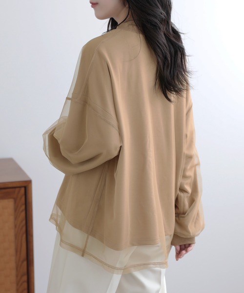 SUNFLOWER EIGHT(サンフラワーエイト)の「チュール レイヤード長袖ロンT(Tシャツ/カットソー・レディース・ベージュ/ライトグレー/ブラック/チャコール・FREE)」の13枚目の写真