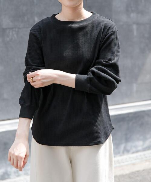 FORK&SPOON(フォークアンドスプーン)の「FORK&SPOON 変形ワッフルロングスリーブTシャツ(Tシャツ/カットソー・レディース・ホワイト系その他/アイボリー/ブラック・1)」の3枚目の写真