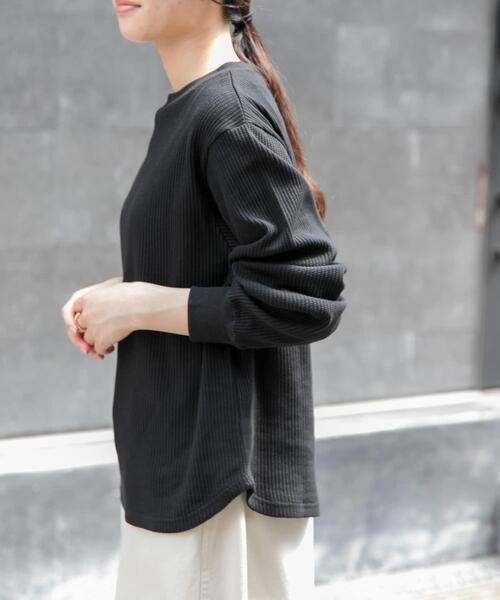 FORK&SPOON(フォークアンドスプーン)の「FORK&SPOON 変形ワッフルロングスリーブTシャツ(Tシャツ/カットソー・レディース・ホワイト系その他/アイボリー/ブラック・1)」の4枚目の写真