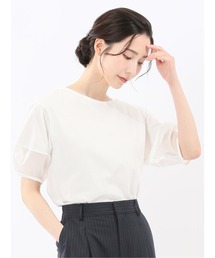m.f.editorial | 【袖シアー】m.f.エディトリアル レディース ランタンスリーブ クルーネック プルオーバー(Tシャツ/カットソー)