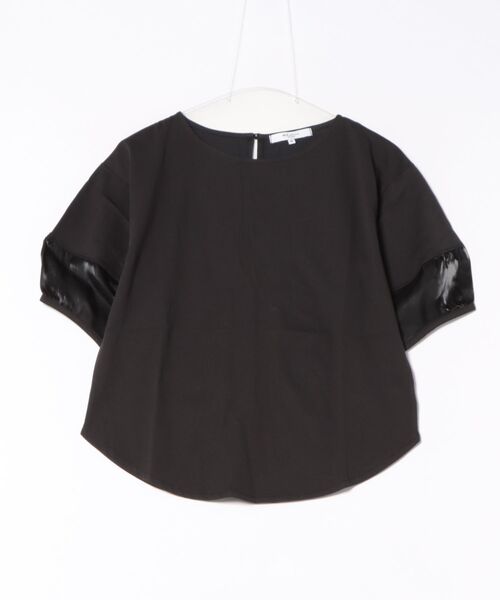 m.f.editorial（エムエフエディトリアル）の「【袖シアー】m.f.エディトリアル レディース ランタンスリーブ クルーネック プルオーバー（Tシャツ/カットソー・レディース・ホワイト/ブラック・MEDIUM）」の4枚目の写真