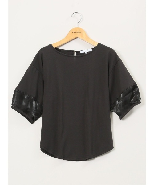 m.f.editorial（エムエフエディトリアル）の「【袖シアー】m.f.エディトリアル レディース ランタンスリーブ クルーネック プルオーバー（Tシャツ/カットソー・レディース・ホワイト/ブラック・MEDIUM）」の5枚目の写真