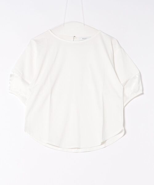 m.f.editorial（エムエフエディトリアル）の「【袖シアー】m.f.エディトリアル レディース ランタンスリーブ クルーネック プルオーバー（Tシャツ/カットソー・レディース・ホワイト/ブラック・MEDIUM）」の10枚目の写真