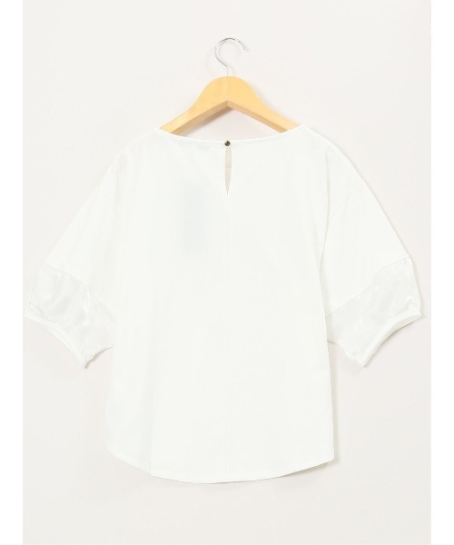 m.f.editorial（エムエフエディトリアル）の「【袖シアー】m.f.エディトリアル レディース ランタンスリーブ クルーネック プルオーバー（Tシャツ/カットソー・レディース・ホワイト/ブラック・MEDIUM）」の11枚目の写真