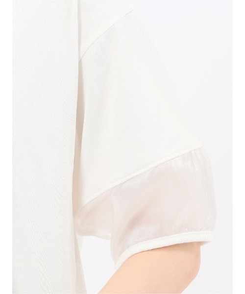 m.f.editorial（エムエフエディトリアル）の「【袖シアー】m.f.エディトリアル レディース ランタンスリーブ クルーネック プルオーバー（Tシャツ/カットソー・レディース・ホワイト/ブラック・MEDIUM）」の16枚目の写真