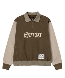 evisu ブラウン フード付きスウェット オールオーバー ロゴ刺繍 リラックス フィット パーカー – EVISU