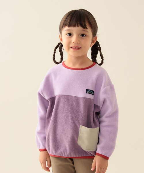 BEAMS mini（ビームスミニ）の「2トーン フリース プルオーバー 2025FW（90～150cm）（スウェット・キッズ・ミント/パープル系その他4・90/100/120/130/140/150/110）」の3枚目の写真