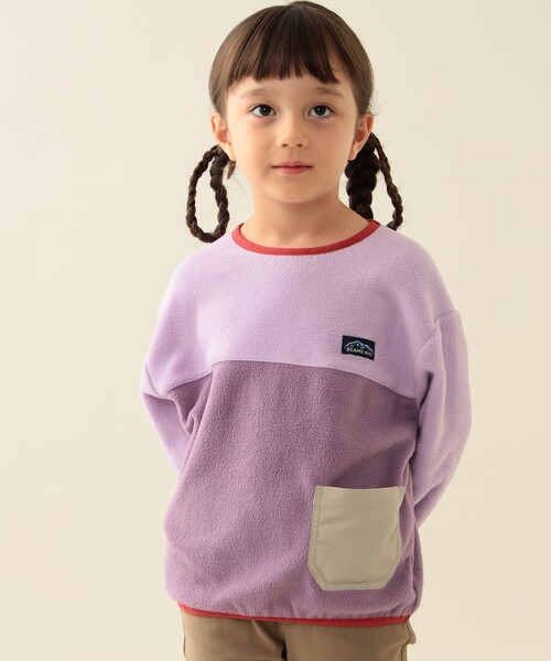 BEAMS mini（ビームスミニ）の「2トーン フリース プルオーバー 2025FW（90～150cm）（スウェット・キッズ・ミント/パープル系その他4・90/100/120/130/140/150/110）」の4枚目の写真