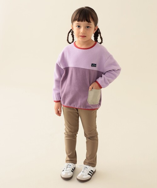 BEAMS mini（ビームスミニ）の「2トーン フリース プルオーバー 2025FW（90～150cm）（スウェット・キッズ・ミント/パープル系その他4・90/100/120/130/140/150/110）」の5枚目の写真