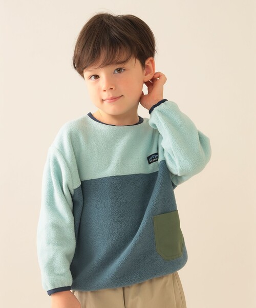 BEAMS mini（ビームスミニ）の「2トーン フリース プルオーバー 2025FW（90～150cm）（スウェット・キッズ・ミント/パープル系その他4・90/100/120/130/140/150/110）」の6枚目の写真