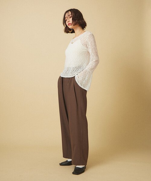 Remind me and forever(リマインドミーアンドフォーエバー)の「【SET UP対応】ツータックストレートパンツ(スラックス・レディース・ブラック/チェック/ブラウン・FREE)」の1枚目の写真