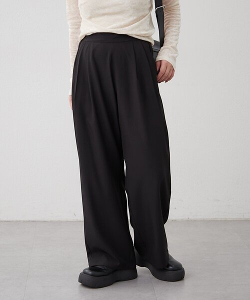 Remind me and forever(リマインドミーアンドフォーエバー)の「【SET UP対応】ツータックストレートパンツ(スラックス・レディース・ブラック/チェック/ブラウン・FREE)」の5枚目の写真