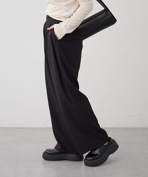 Remind me and forever(リマインドミーアンドフォーエバー)の「【SET UP対応】ツータックストレートパンツ(スラックス・レディース・ブラック/チェック/ブラウン・FREE)」の6枚目の写真