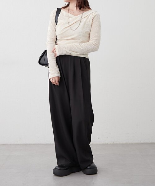 Remind me and forever(リマインドミーアンドフォーエバー)の「【SET UP対応】ツータックストレートパンツ(スラックス・レディース・ブラック/チェック/ブラウン・FREE)」の10枚目の写真