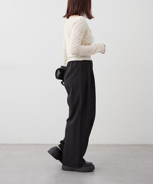 Remind me and forever(リマインドミーアンドフォーエバー)の「【SET UP対応】ツータックストレートパンツ(スラックス・レディース・ブラック/チェック/ブラウン・FREE)」の12枚目の写真